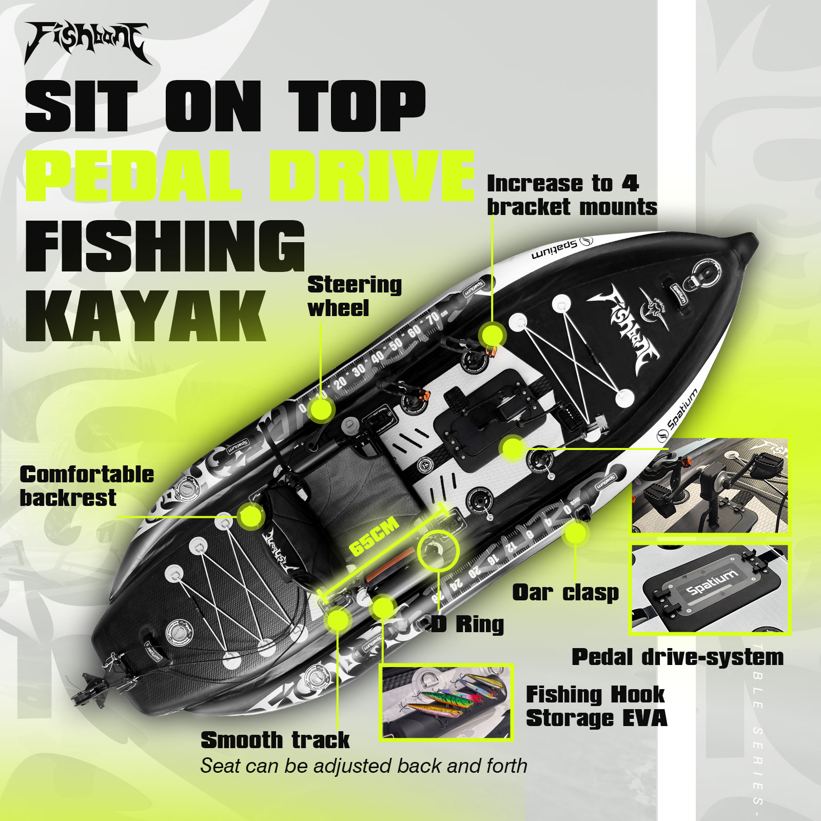 Spatium Fishing Kayak Boat Ped - огляд і ціна Fishing Kayak Sit On Top