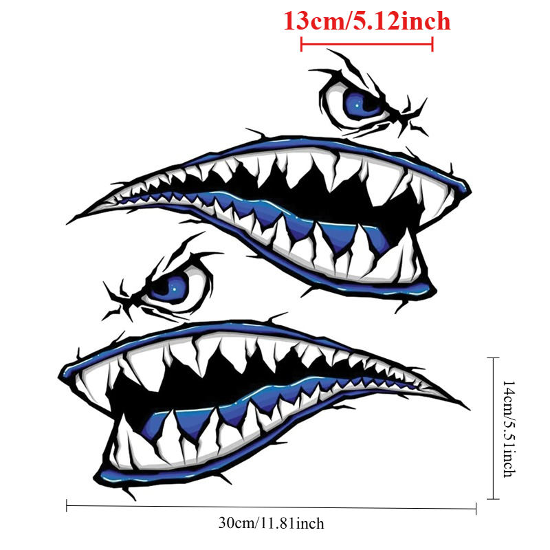 2PCS Shark Teeth Mouth Boat St - огляд і ціна Fishing Kayak Sit On Top